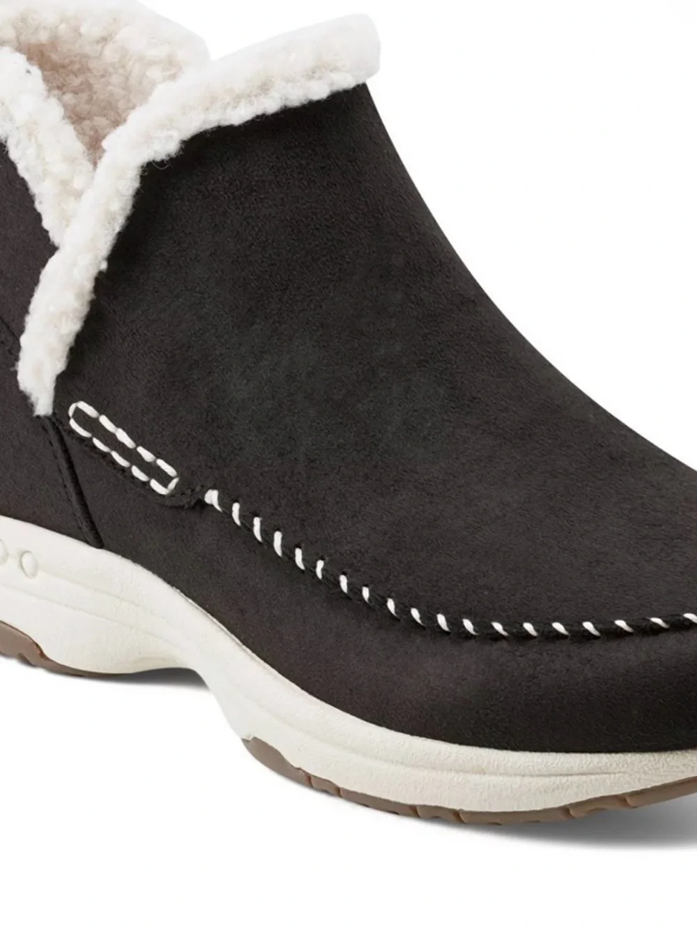 Easy Spirit Women's Black Faux-Suede Sherpa-Lined Ankle Boot